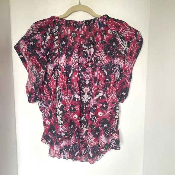 IRO Blouse Womens 4 Pink Short Sleeve Neck Ties Abstract Blouse Iseline EU36 - Picture 4 of 11